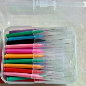 80/160 Pcs/Box I-type push pull interdental brush 0.6-1.5Mm Cleaning Between Teeth Oral Care Orthodontic I Shape Tooth Floss (Color: 80pcs mixed)