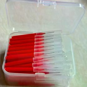 80/160 Pcs/Box I-type push pull interdental brush 0.6-1.5Mm Cleaning Between Teeth Oral Care Orthodontic I Shape Tooth Floss (Color: 80pcs 1.0 mm red)