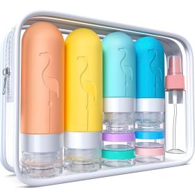 17PCS Leakproof Travel Bottles Set, Silicone Toiletry Containers for Shampoo Lotion Soap, TSA Approved with Storage Bag-liu (Material: Silicone, Color: 17PCS-C)