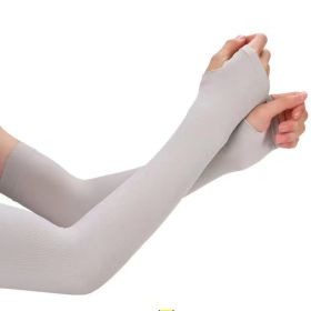 Solid Color Cycling Arm Sleeves; Sun Screen UV Protection Compression Arm Sleeves With Thumb Hole (Color: Gray)