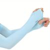 Solid Color Cycling Arm Sleeves; Sun Screen UV Protection Compression Arm Sleeves With Thumb Hole