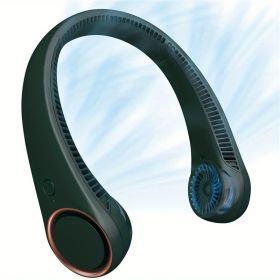 1pc Hanging Neck Fan; Portable Cooling Neck Fan; Adjustable; 360° Cooling; Super Quiet; No Blade Fan Design (Color: Dark Night Green)