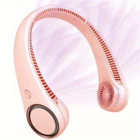 1pc Hanging Neck Fan; Portable Cooling Neck Fan; Adjustable; 360° Cooling; Super Quiet; No Blade Fan Design (Color: pink)