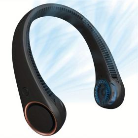 1pc Hanging Neck Fan; Portable Cooling Neck Fan; Adjustable; 360° Cooling; Super Quiet; No Blade Fan Design (Color: Black)