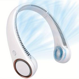 1pc Hanging Neck Fan; Portable Cooling Neck Fan; Adjustable; 360° Cooling; Super Quiet; No Blade Fan Design (Color: White)