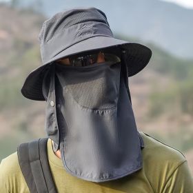 A Sunscreen Hat Men's Fishing Hat Summer Fisherman Hat Outdoor Mountaineering Sun Hat Cover Face UV Protection Sun Hat (Color: light gray)