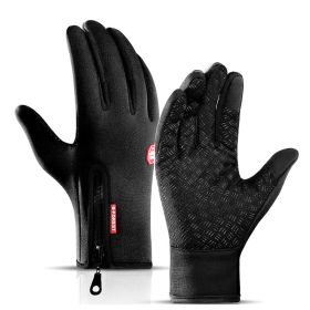 Moto Touch Screen Motorbike Racing Riding Gloves Winter Motorcycle Gloves Winter Thermal Fleece Lined Waterproof Heated Guantes (Color: Black B, size: M)