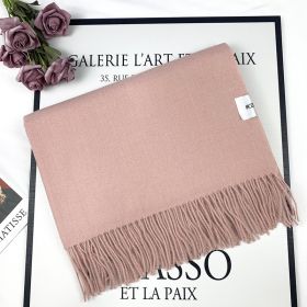 2022 Winter Scarf Solid Thicker Women Wool Cashmere Scarves Neck Head Warm Pashmina Lady Shawls And Wraps Bandana Tassel (Color: Rosa)
