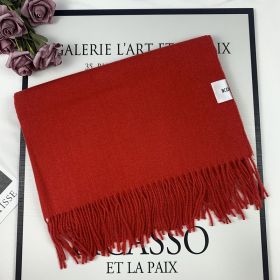 2022 Winter Scarf Solid Thicker Women Wool Cashmere Scarves Neck Head Warm Pashmina Lady Shawls And Wraps Bandana Tassel (Color: Rojo)