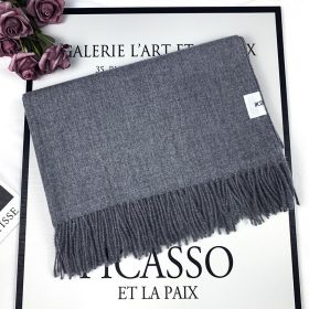 2022 Winter Scarf Solid Thicker Women Wool Cashmere Scarves Neck Head Warm Pashmina Lady Shawls And Wraps Bandana Tassel (Color: Gris oscuro)