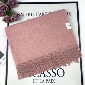 2022 Winter Scarf Solid Thicker Women Wool Cashmere Scarves Neck Head Warm Pashmina Lady Shawls And Wraps Bandana Tassel (Color: Lavanda)