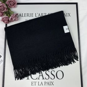 2022 Winter Scarf Solid Thicker Women Wool Cashmere Scarves Neck Head Warm Pashmina Lady Shawls And Wraps Bandana Tassel (Color: Negro)