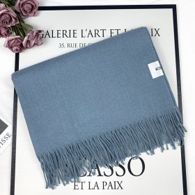 2022 Winter Scarf Solid Thicker Women Wool Cashmere Scarves Neck Head Warm Pashmina Lady Shawls And Wraps Bandana Tassel (Color: Azul)