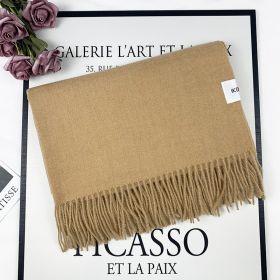 2022 Winter Scarf Solid Thicker Women Wool Cashmere Scarves Neck Head Warm Pashmina Lady Shawls And Wraps Bandana Tassel (Color: Caqui oscuro)