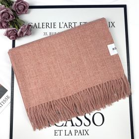 2022 Winter Scarf Solid Thicker Women Wool Cashmere Scarves Neck Head Warm Pashmina Lady Shawls And Wraps Bandana Tassel (Color: Púrpura claro)