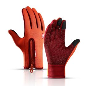 Hot Winter Gloves For Men Women Touchscreen Warm Outdoor Cycling Driving Motorcycle Cold Gloves Windproof Non-Slip Womens Gloves (Gloves Size: XXL, Color: Orange)