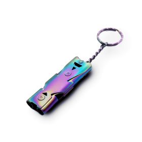 Stainless Whistle Double Tube Lifesaving Emergency SOS Outdoor Survival Whistle (Color: multicolor)