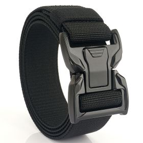 New quick release button tactical nylon belt; working clothes; outdoor training belt; casual men's belt; wholesale by manufacturers (Length (CM): 125cm, colour: BLACK)