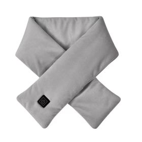 Electric Heated Winter Scarves Adjust Temperature Heating Neckerchief Comfortable USB Charging Collar Scarves Shawl Neck Warmer (Color: Gray)