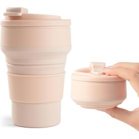 12oz Collapsible Cup for Traveling, Collapsible Silicone Travel Cup for Hot and Cold Drinks (Color: pink)