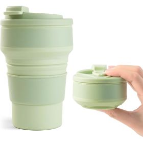12oz Collapsible Cup for Traveling, Collapsible Silicone Travel Cup for Hot and Cold Drinks (Color: Green)