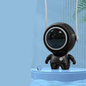 Small Handheld Personal Neck Fans USB Rechargeable Astronaut (Color: Black, Type: USB)