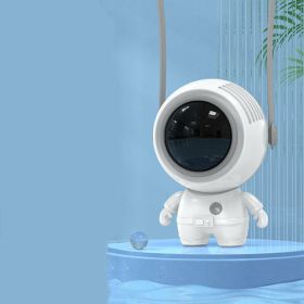 Small Handheld Personal Neck Fans USB Rechargeable Astronaut (Color: White, Type: USB)