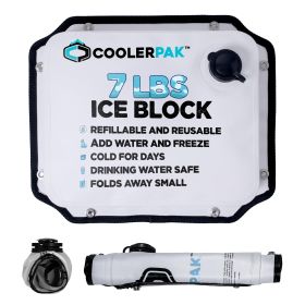 CoolerPak Ice Pack -Refillable Reusable â€“ Cold for Days â€“ Non-Toxic, Leakproof, Potable Drinking Water Safe â€“ Built Tough, Rolls Up for Storage (Attachment Method: Snap, size: 7lb)