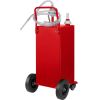 VEVOR 30 Gallon Fuel Caddy, Gas Storage Tank & 4 Wheels, with Manuel Transfer Pump, Gasoline Diesel Fuel Container for Cars, Lawn Mowers, ATVs, Boats