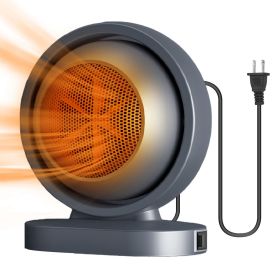 300W Space Heater with 30Â° Tilting Angle 3S Fast Heating Portable Desktop Electric Heater For Indoor Use With Overheat Protection Tip Over Protection (Color: Grey)