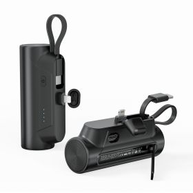 Portable Charger with Built in Cables, Portable Charger with Cords Wires Slim 8000mAh Travel Essentials Battery High Speed Power Bank for iPhone (Color: Black)