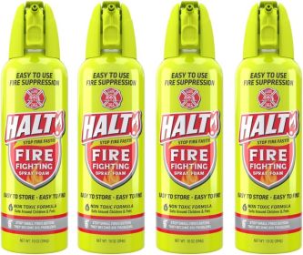 HALT! Handheld Fire Fighting Foam Spray â€“ Non-Toxic, Easy to Use, Store, and Find in Emergency â€“ Compact & Portable â€“ Ideal for Home, Kitchen (size: 4 Pack)
