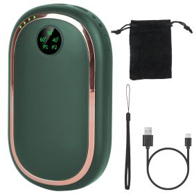 Portable Rechargeable Hand Warmer - 3 Levels, Double-sided Heating, Power Bank (Color: Green, size: One size)