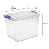 27 Quart Clear Plastic Storage Container with Latch Lid, Blue