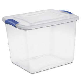 27 Quart Clear Plastic Storage Container with Latch Lid, Blue (Pick size: 1 Pack)