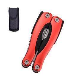 "Heavy Duty Camping Multi-Tool - Stainless Steel Pliers with Knife, Saw & Emergency Tools" (Color: Red camping outdoor)