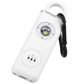 Rechargeable Personal Safety Alarm Portable 130dB Self-defense Siren with Strobe Light LED Light Carabiner Emergency Escape Tool for Women Kids Elderl (Color: White, size: One size)