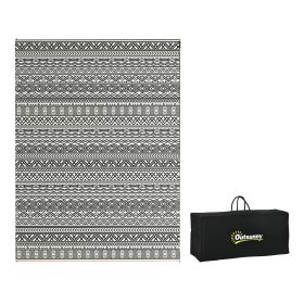Outsunny Reversible Outdoor Rug, 9' x 12' Waterproof Plastic Straw Floor Mat, Portable RV Camping Carpet with Carry Bag, Large Floor Mat for Back (Color: as Pic)