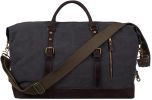 S-ZONE Duffle Bag for Travel 60L Canvas Duffel Bag Carry on Genuine Leather Overnight Weekender Bag for Men