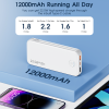 12000mAh Portable Power Bank with Built in Cables Mobile Phone Portable Charger Power Phone Charger Backup Battery for IPhone,Andriod Phone